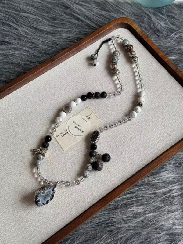 Black Agate Sweater Necklace