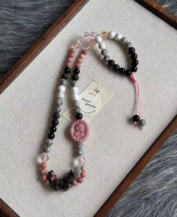 Black Rhodonite Butterfly Sweater Necklace
